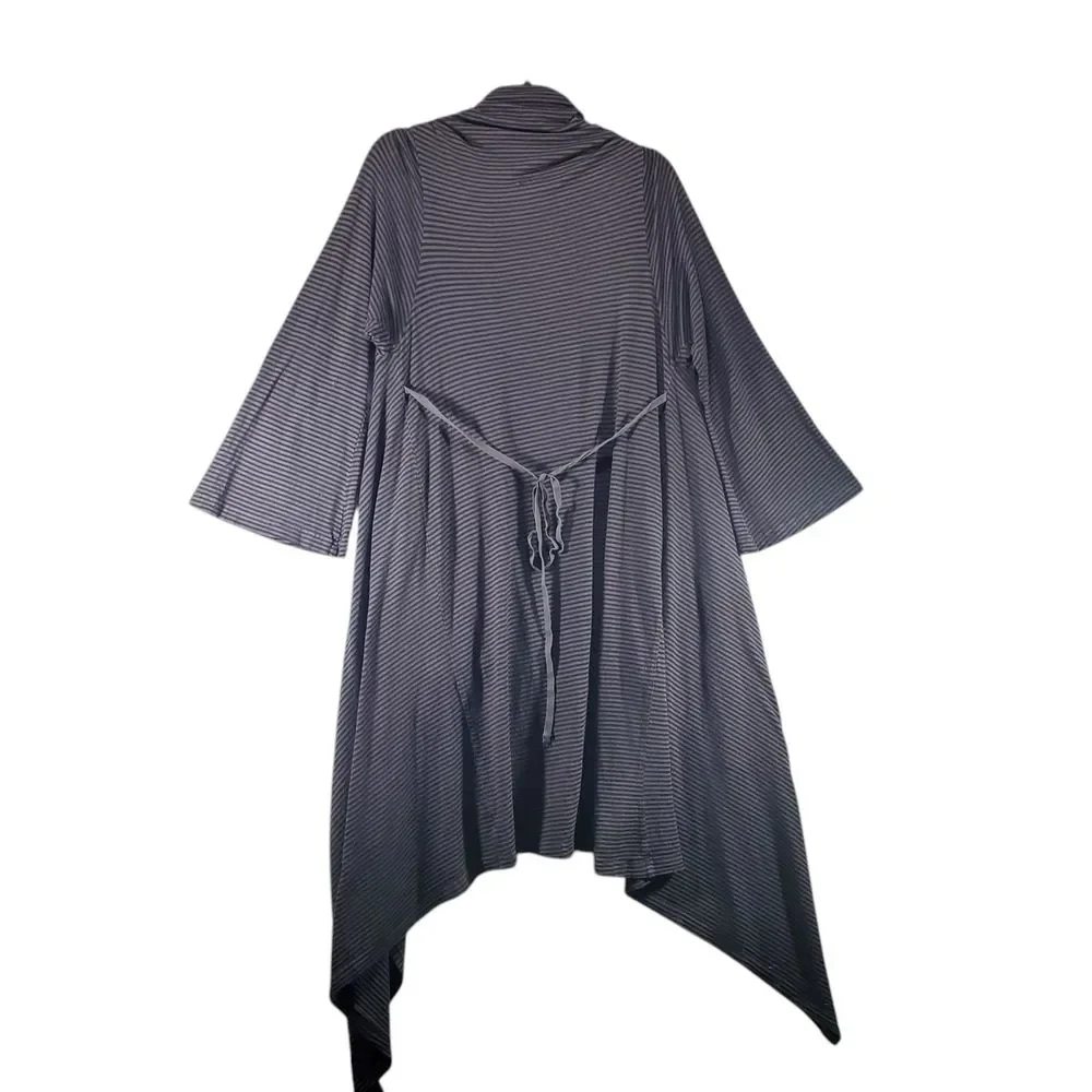 L Bryn Walker Knit Striped Shawl Collar Waterfall Cardigan Longline Lagenlook - Picture 2 of 13